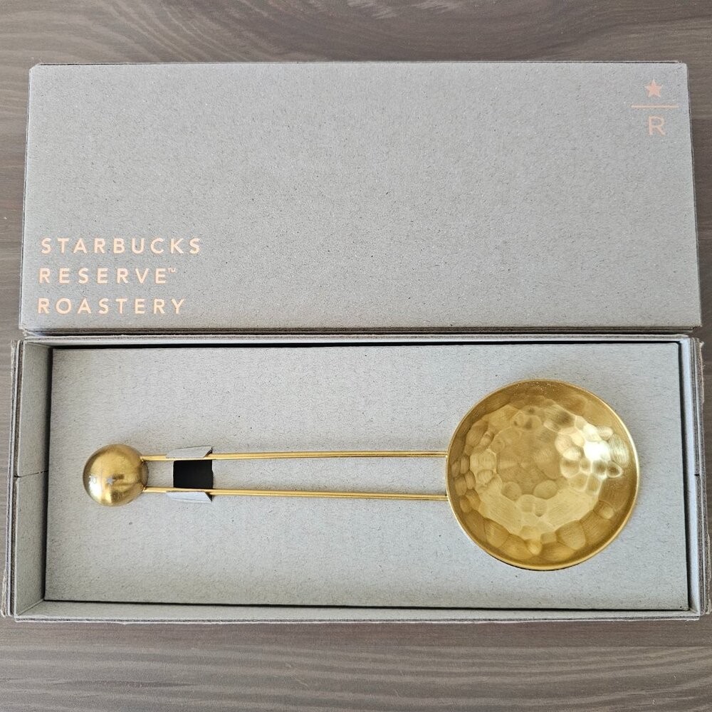 NIB STARBUCKS Reserve Roastery Milan Gold Tone Measuring Scoop w/Weighted Ball